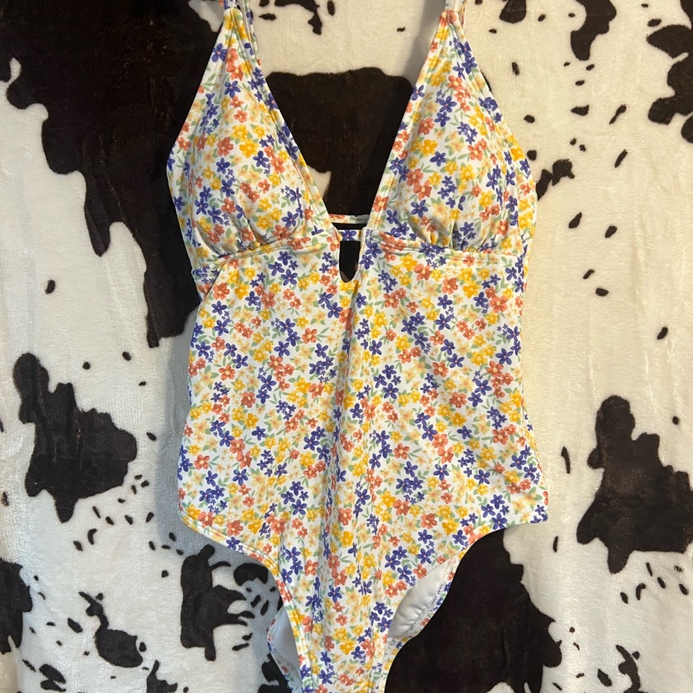 Shade & Shore Floral One Piece Swimsuit - Yellow, Blue, White